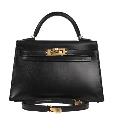 HERMÈS Hermes Kelly Sellier 20 Black Box Gold Hardware | Thumbnail 1