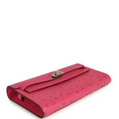 HERMÈS Hermes Kelly Wallet To Go Rose Tyrien Ostrich Palladium Hardware | Thumbnail 3