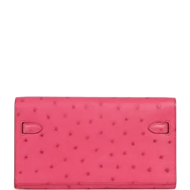 HERMÈS Hermes Kelly Wallet To Go Rose Tyrien Ostrich Palladium Hardware | Thumbnail 4