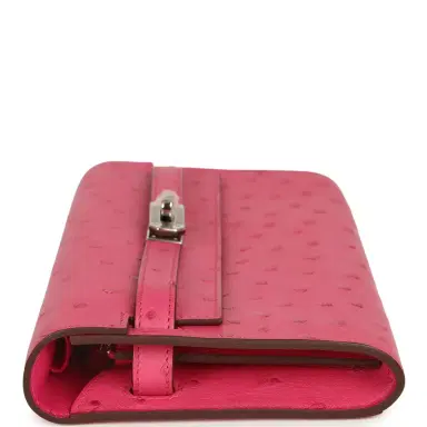 HERMÈS Hermes Kelly Wallet To Go Rose Tyrien Ostrich Palladium Hardware | Thumbnail 5