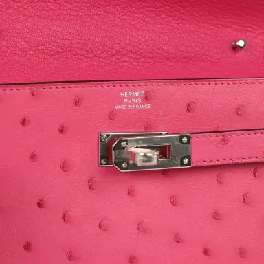HERMÈS Hermes Kelly Wallet To Go Rose Tyrien Ostrich Palladium Hardware | Thumbnail 7