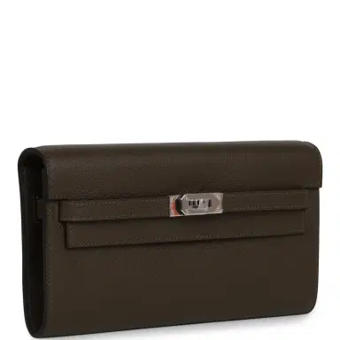 HERMÈS Hermes Kelly Wallet To Go Vert Loden Evercolor Palladium Hardware | Thumbnail 2