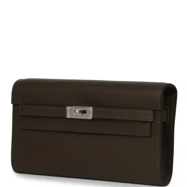 HERMÈS Hermes Kelly Wallet To Go Vert Loden Evercolor Palladium Hardware | Thumbnail 6