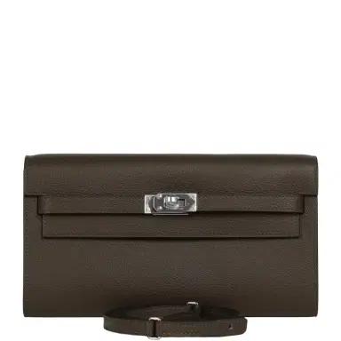 HERMÈS Hermes Kelly Wallet To Go Vert Loden Evercolor Palladium Hardware | Thumbnail 1