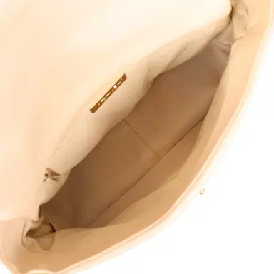 Chanel Pre-owned Chanel Large 19 Flap Bag Beige Shiny Lambskin Mixed Metal Hardware | Thumbnail 8