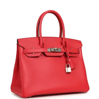 HERMÈS Pre-owned Hermes Birkin 30 Rouge De Coeur Epsom Palladium Hardware | Thumbnail 2 HERMÈS Pre-owned Hermes Birkin 30 Rouge De Coeur Epsom Palladium Hardware | Thumbnail 2