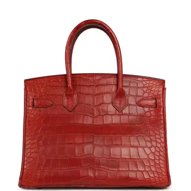 HERMÈS Pre-owned Hermes Birkin 30 Rouge H Matte Alligator Gold Hardware | Thumbnail 4