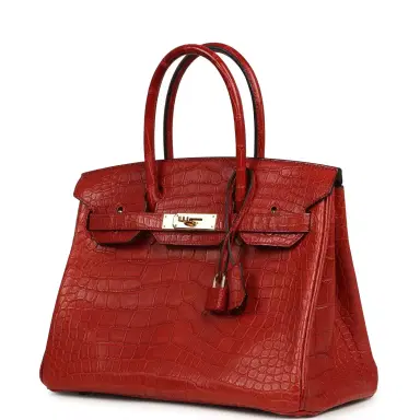 HERMÈS Pre-owned Hermes Birkin 30 Rouge H Matte Alligator Gold Hardware | Thumbnail 5