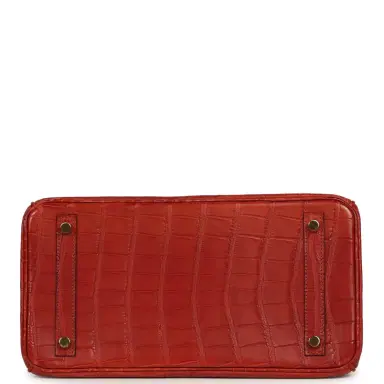 HERMÈS Pre-owned Hermes Birkin 30 Rouge H Matte Alligator Gold Hardware | Thumbnail 6