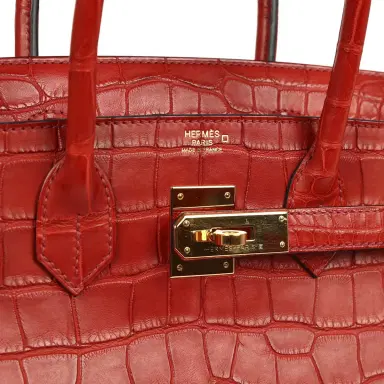 HERMÈS Pre-owned Hermes Birkin 30 Rouge H Matte Alligator Gold Hardware | Thumbnail 7