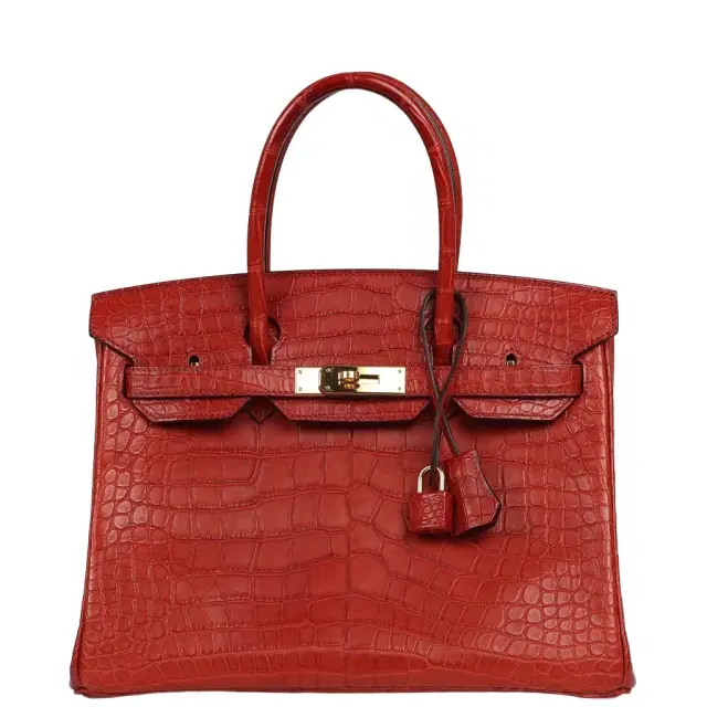 HERMÈS Pre-owned Hermes Birkin 30 Rouge H Matte Alligator Gold Hardware