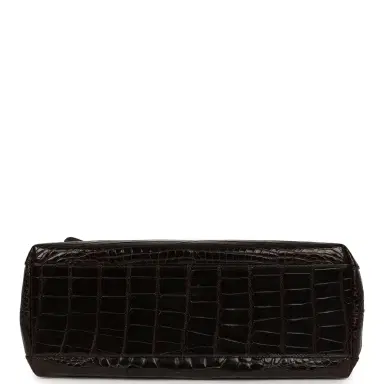 Chanel Vintage Chanel Large Kelly Dark Brown Shiny Alligator Gold Hardware | Thumbnail 6