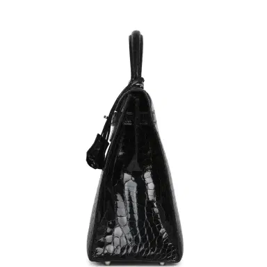 HERMÈS Vintage Hermes Kelly Sellier 32 Black Shiny Porosus Crocodile Palladium Hardware | Thumbnail 3 HERMÈS Vintage Hermes Kelly Sellier 32 Black Shiny Porosus Crocodile Palladium Hardware | Thumbnail 3