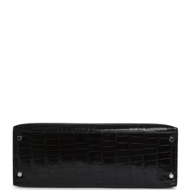 HERMÈS Vintage Hermes Kelly Sellier 32 Black Shiny Porosus Crocodile Palladium Hardware | Thumbnail 6 HERMÈS Vintage Hermes Kelly Sellier 32 Black Shiny Porosus Crocodile Palladium Hardware | Thumbnail 6