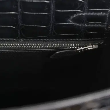 HERMÈS Vintage Hermes Kelly Sellier 32 Black Shiny Porosus Crocodile Palladium Hardware | Thumbnail 8 HERMÈS Vintage Hermes Kelly Sellier 32 Black Shiny Porosus Crocodile Palladium Hardware | Thumbnail 8