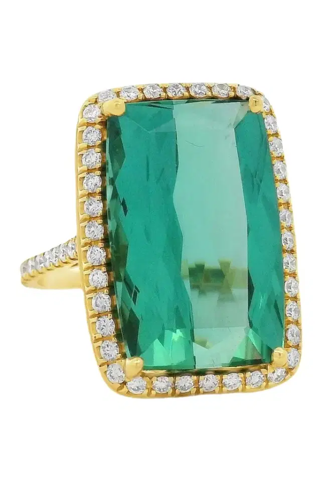 LISA NIK Tourmaline Diamond Colors Collection Halo Ring