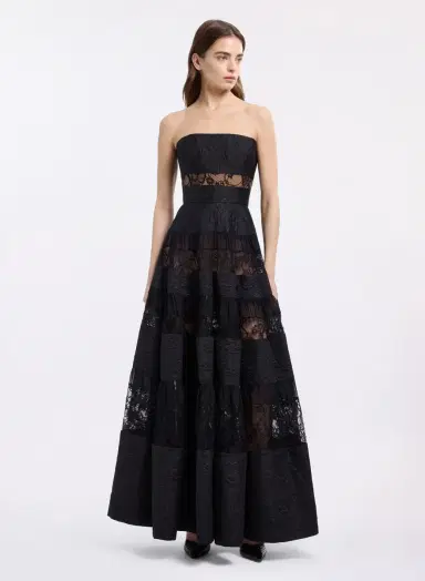 Elie Saab Strapless Brocade & Lace Long Dress | Thumbnail 2 Elie Saab Strapless Brocade & Lace Long Dress | Thumbnail 2