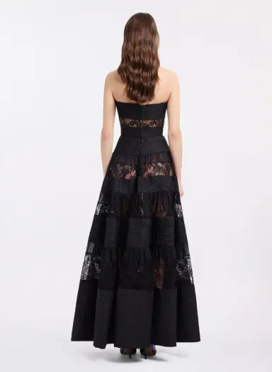 Elie Saab Strapless Brocade & Lace Long Dress | Thumbnail 3 Elie Saab Strapless Brocade & Lace Long Dress | Thumbnail 3