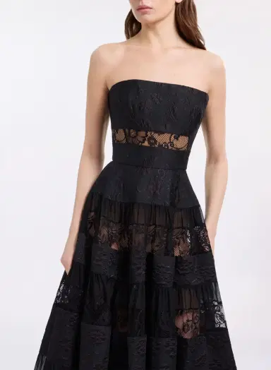 Elie Saab Strapless Brocade & Lace Long Dress | Thumbnail 4 Elie Saab Strapless Brocade & Lace Long Dress | Thumbnail 4