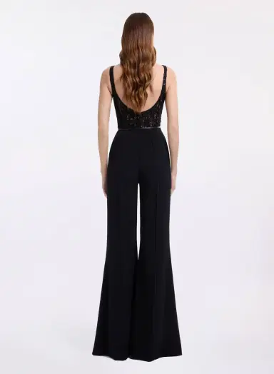Elie Saab Sequin Embroidered Tulle & Cady Jumpsuit | Thumbnail 4 Elie Saab Sequin Embroidered Tulle & Cady Jumpsuit | Thumbnail 4