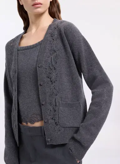 Elie Saab Knit & Lace Trim Twin Set | Thumbnail 4