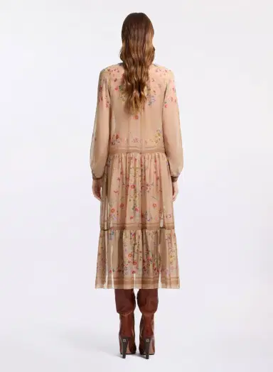 Elie Saab Printed Chiffon Midi Dress | Thumbnail 3 Elie Saab Printed Chiffon Midi Dress | Thumbnail 3