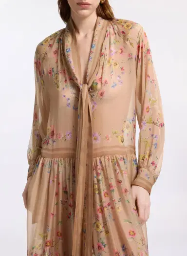 Elie Saab Printed Chiffon Midi Dress | Thumbnail 4 Elie Saab Printed Chiffon Midi Dress | Thumbnail 4