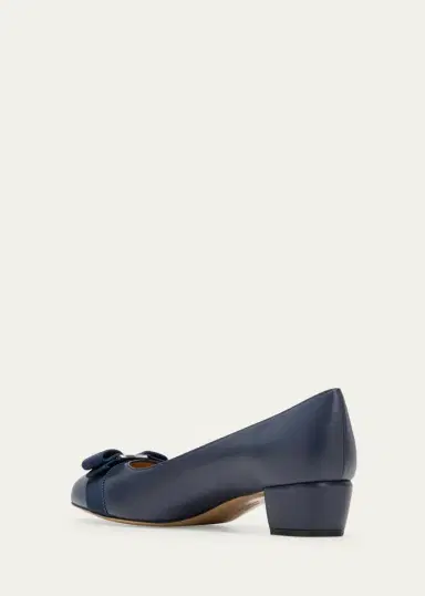 Ferragamo Vara Leather Bow Low Pumps | Thumbnail 3