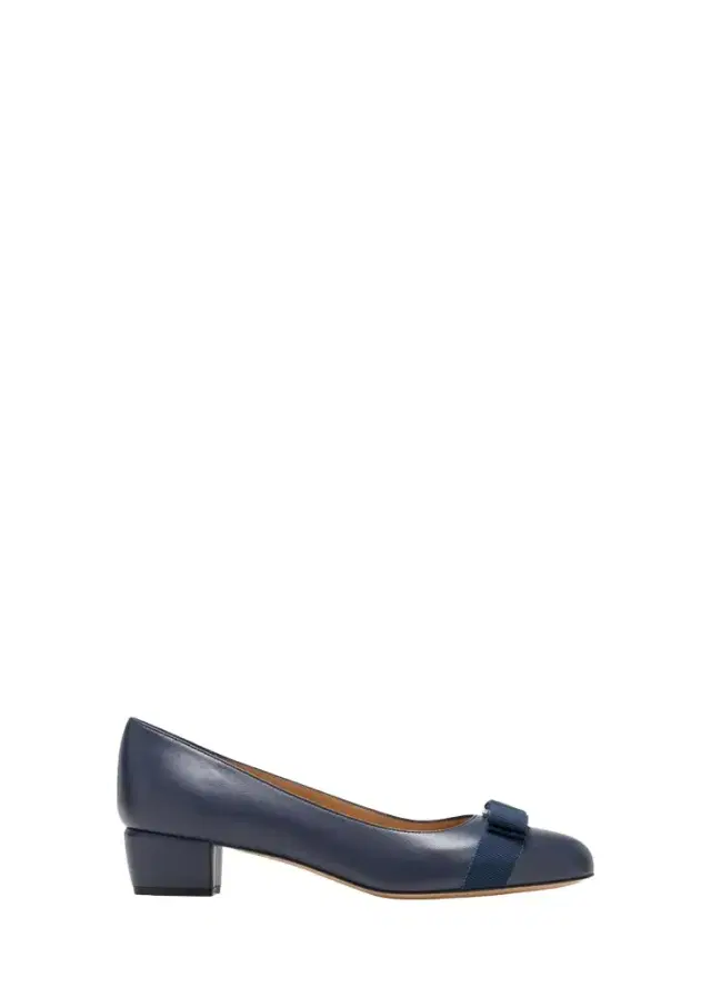 Ferragamo Vara Leather Bow Low Pumps