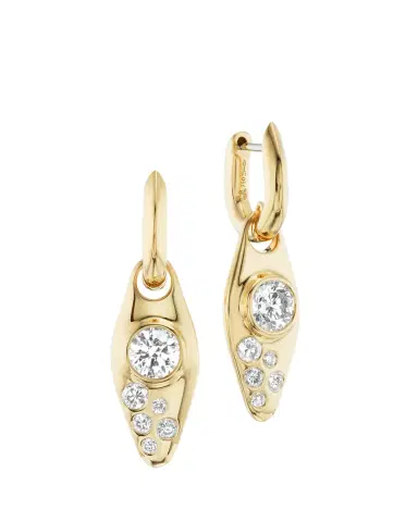 Uniform Object Vessel 18K Yellow Gold & 1.3TCW Diamond Huggie Earrings | Thumbnail 2 Uniform Object Vessel 18K Yellow Gold & 1.3TCW Diamond Huggie Earrings | Thumbnail 2