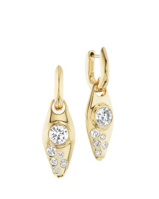 Uniform Object Vessel 18K Yellow Gold & 1.3TCW Diamond Huggie Earrings