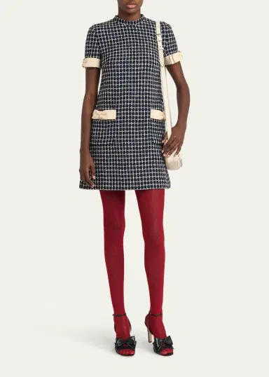Valentino Garavani Bow-Embellished Boucle Mini Dress | Thumbnail 2