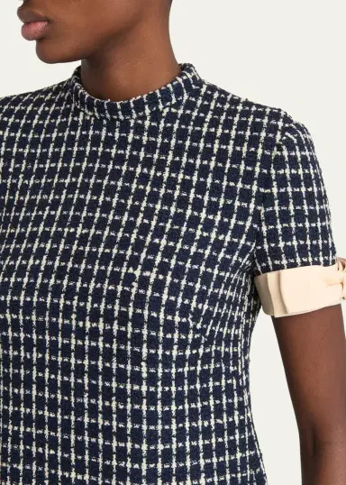 Valentino Garavani Bow-Embellished Boucle Mini Dress | Thumbnail 5