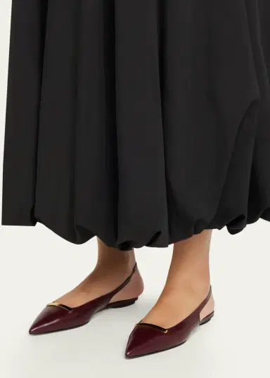 Tod's Gold-Tone Bar Leather Slingback Flats | Thumbnail 2