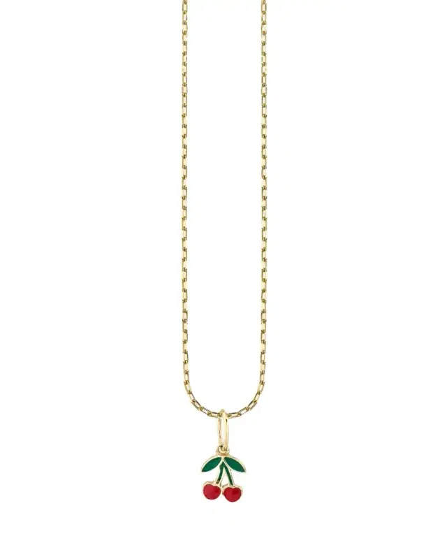 Sydney Evan 14K Yellow Gold Cherry Charm Pendant Necklace