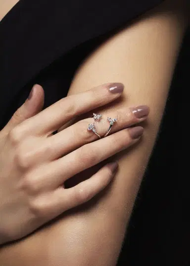 YEPREM 18K White Gold Diamond Y-Conic Snowflake Stackable Ring | Thumbnail 2