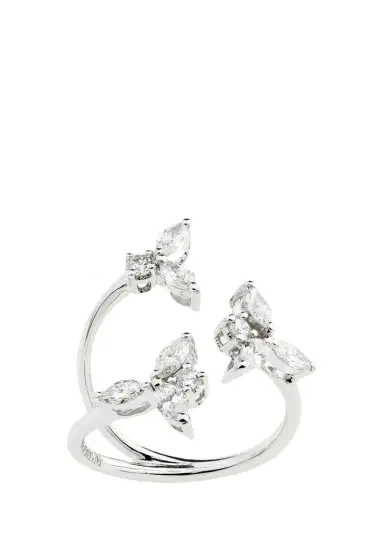 YEPREM 18K White Gold Diamond Y-Conic Snowflake Stackable Ring | Thumbnail 1