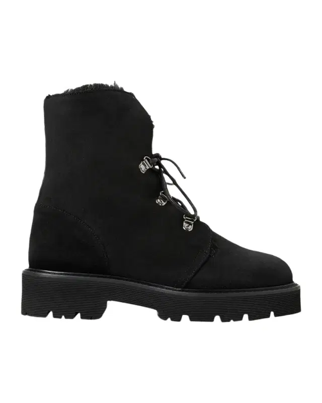 Aquatalia Eva Faux Shearling-Lined Suede Hiker Booties