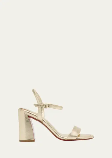 Christian Louboutin 85mm Jane Metallic Leather Ankle-Strap Sandals | Thumbnail 8
