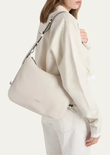 Prada Fold Large Leather Shoulder Bag | Thumbnail 4 Prada Fold Large Leather Shoulder Bag | Thumbnail 4