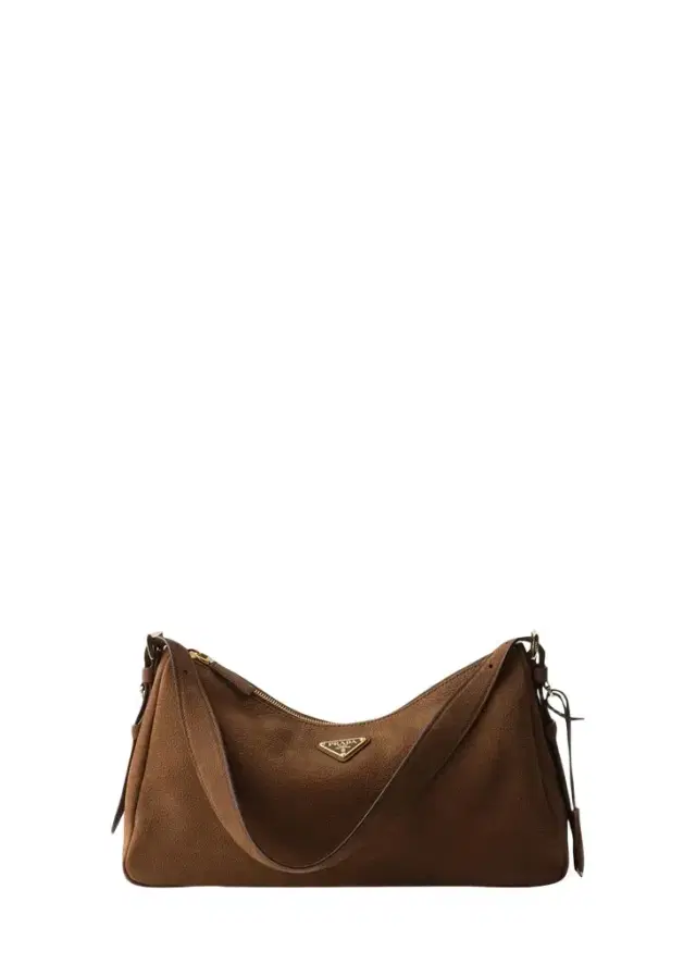 Prada Aimee Large Nubuck Leather Shoulder Bag