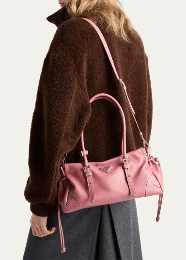 Prada Bonnie Medium Antiqued Leather Tote Bag | Thumbnail 5
