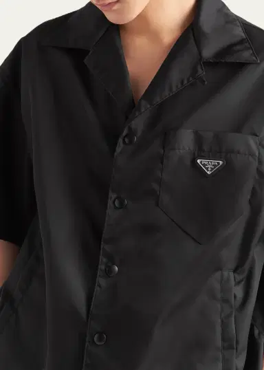 Prada Men's Re-Nylon Bowling Shirt | Thumbnail 4
