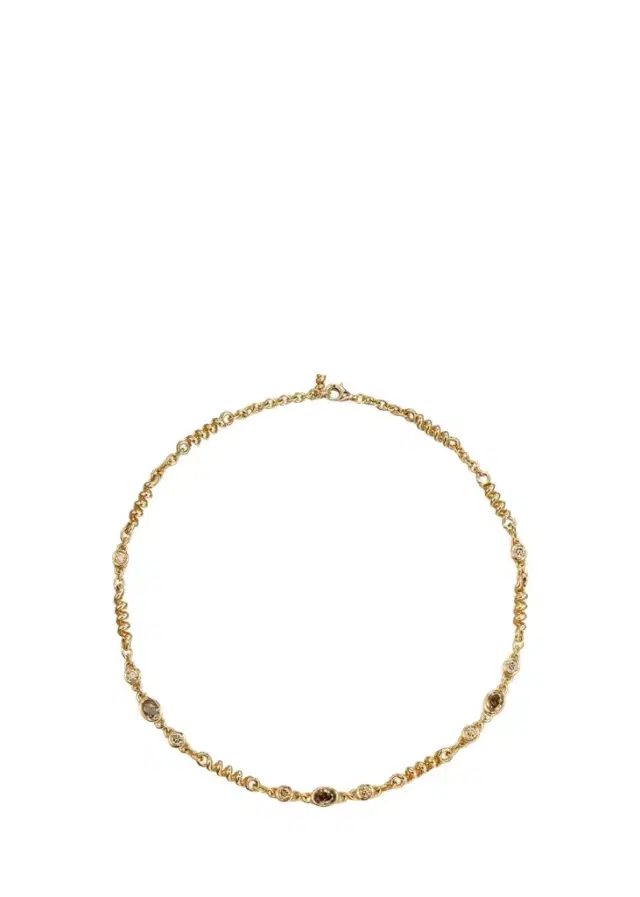Boochier 18K Yellow Gold Brown Diamond Slinkee Necklace