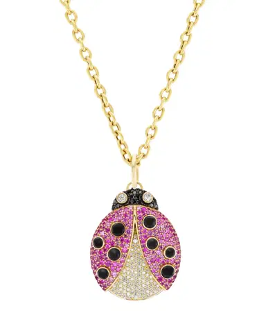 GRACE WINFREY 18K Pink Sapphire Ladybug Pendant Necklace with Diamonds | Thumbnail 2 GRACE WINFREY 18K Pink Sapphire Ladybug Pendant Necklace with Diamonds | Thumbnail 2