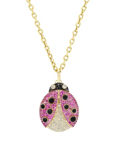 GRACE WINFREY 18K Pink Sapphire Ladybug Pendant Necklace with Diamonds | Thumbnail 1 GRACE WINFREY 18K Pink Sapphire Ladybug Pendant Necklace with Diamonds | Thumbnail 1