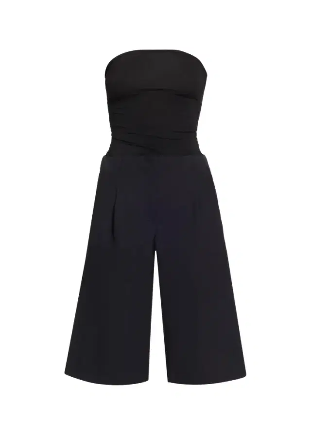 Christopher Esber Redux Strapless Jersey & Wool Bermuda Jumpsuit