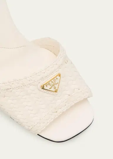 Prada 65mm Madras Woven Metallic Leather Ankle-Strap Sandals | Thumbnail 9