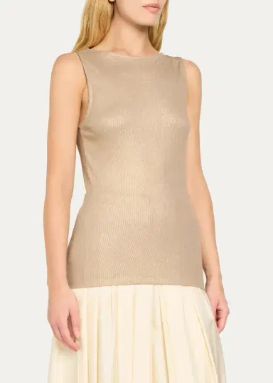 MAJESTIC FILATURES Soft Touch Metallic Knit Tank Top | Thumbnail 4
