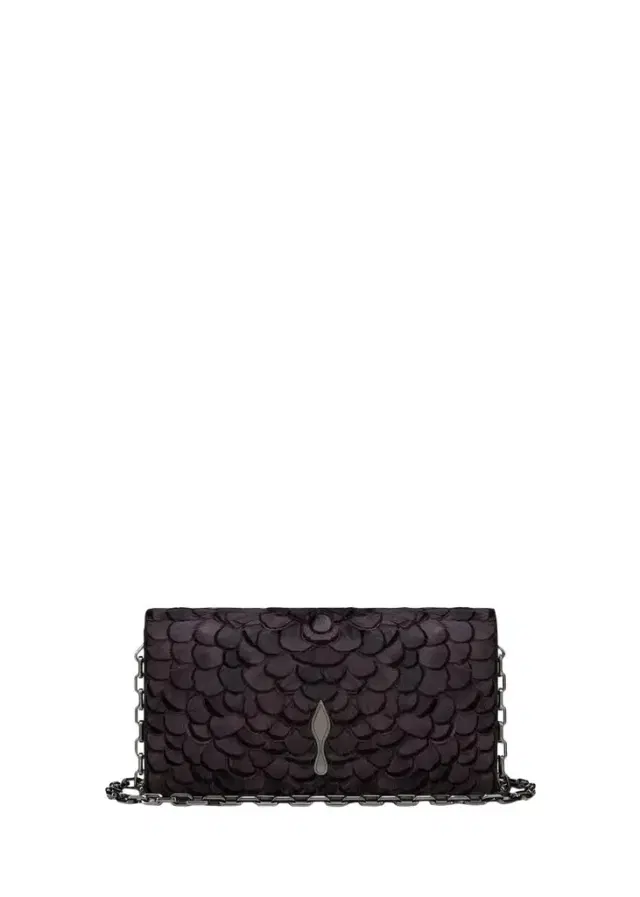 Christian Louboutin Bettina Feather Clutch Bag in Silk Satin